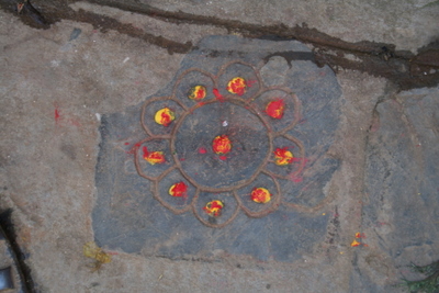 Buddhist mandala set into the paving in Nepal
