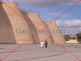 Walls and bastions of Ark Fortress Bukhara Uzbekistan