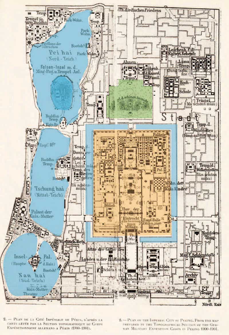 Beijing Forbidden City and Lakes in 1900, china, parks, gardens