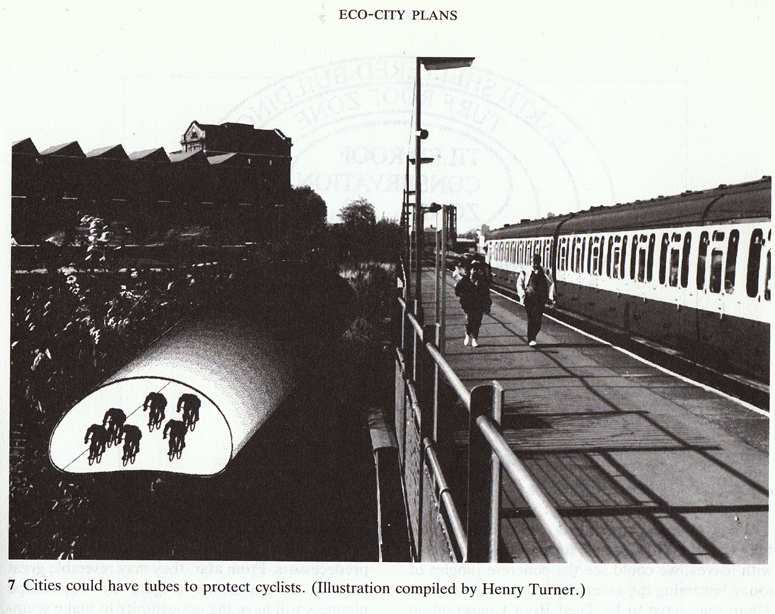 Elevated overhead bicycle cycling commuter tube