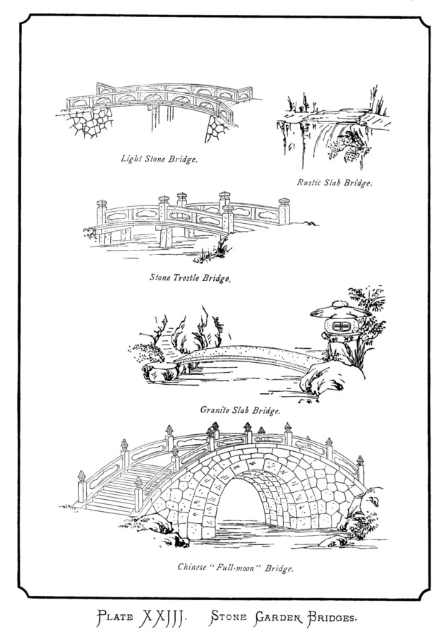 Japan plate xxiii stone garden bridges