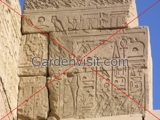 Hieroglyphs with ankh at Karnak Temple