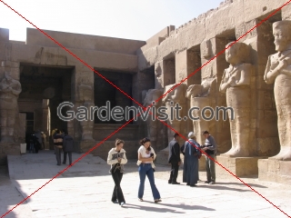 Statues in courtyard at Karnak Temple