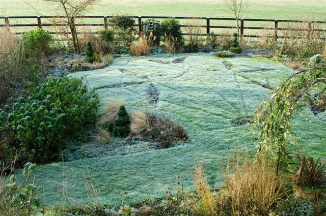 Grass Parterre in Frost, Lucy Redman Garden