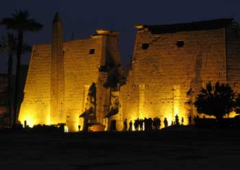 Floodlighting of Luxor Temple in Egypt