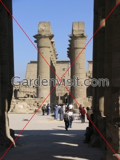 Tourists and columns at Luxor Temple Egypt