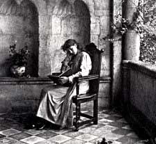 Ornament 1 girl reading twenties garden