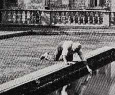 Ornament 1 man cleaning pond twenties garden