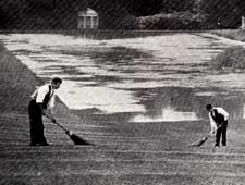 Ornament 1 men sweeping twenties garden