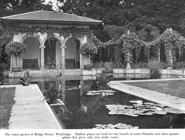 Ornament bridge house pool garden l