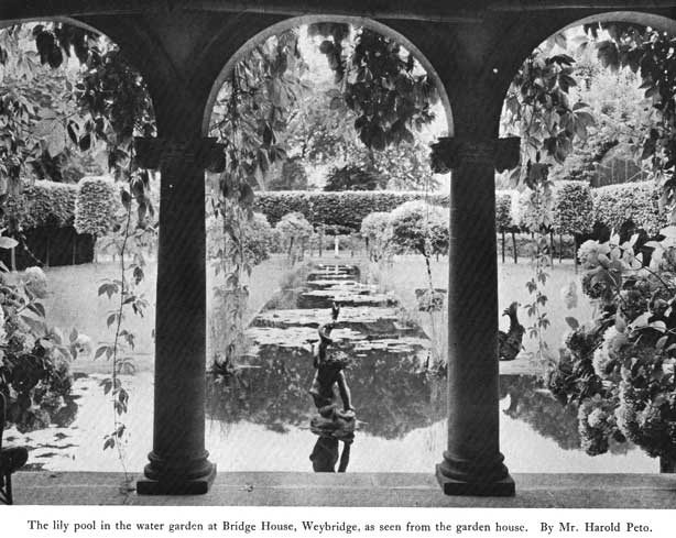 Ornament bridge house water garden l