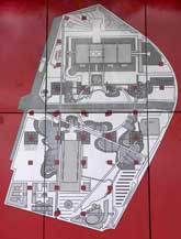 Plan of Parc de la Villette, emphasizing the red follies