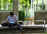 Steel and concrete bench