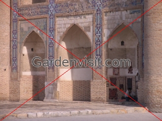 Damaged tilework in , Bukhara Uzbekistan