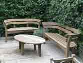 Curved wood bench