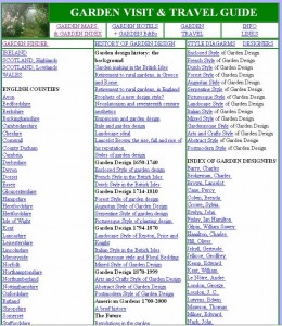 The Gardenvisit.com homepage from October 1998 shows how a UK Garden Finder was linked to the text of English Garden Design (1998) - click to enlarge image