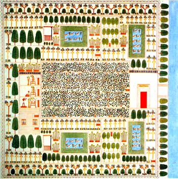 The plan is Sennufer's Garden is the most famous illustration of an Egyptian garden, and the oldest accurate plan of a garden 
