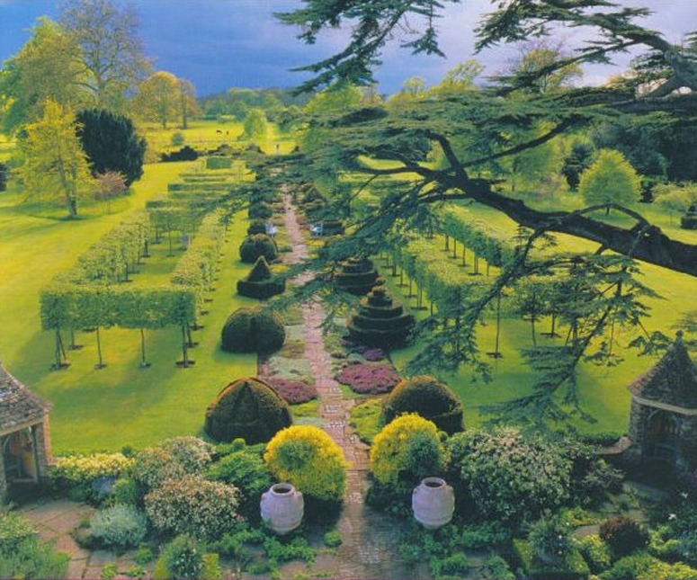 The cover of The Garden At Highgrove by the Prince of Wales and Candida Lycett Green illustrates the postmodern character of even the central vista  