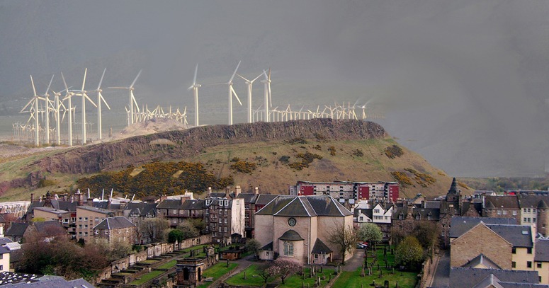 Would the Scots mind having wind turbines embellishing Arthur's Seat and Edinburgh's historic skyline?