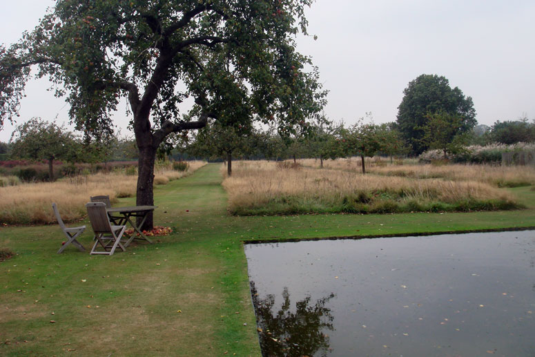 the Bassin Mirroir and Orchard at the Jardin Plume