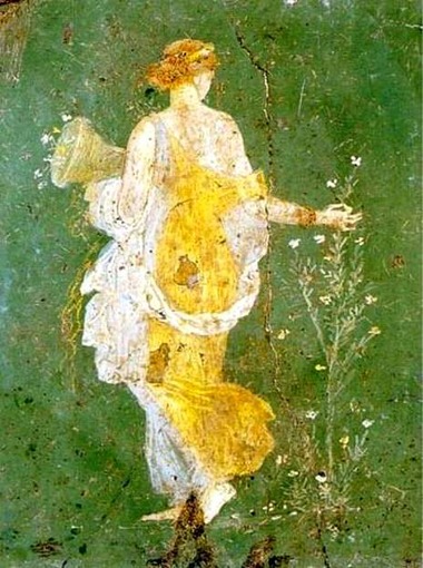 Fresco painting of Flora, or Primavera,found in the luxurious resort of  Stabiae in the Bay of Naples 