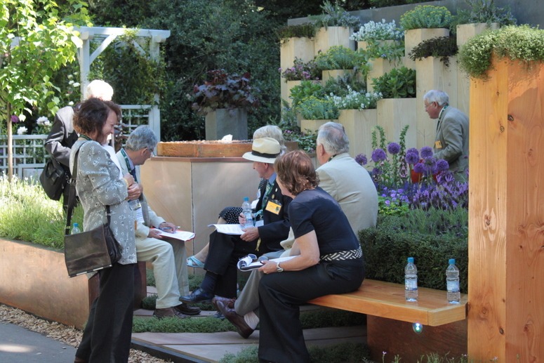 Judging garden designs for gold medals and Best in Show at the 2010 Chelsea Flower Show