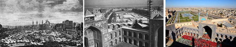 History of Isfahan urban landscape from maidan market to western park (photos 1737, c1930, c2000)