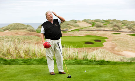Donald Trump enjoys a game of golf in Scotland (Guardian photo)