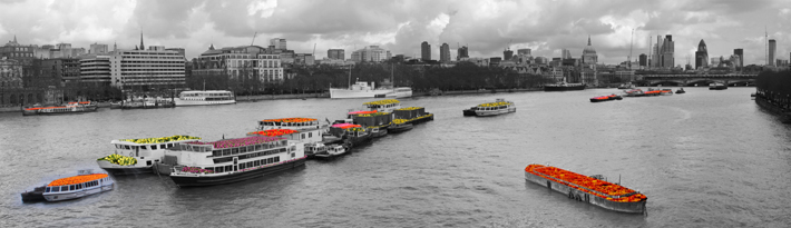 Thames riverboat flower festival pageant