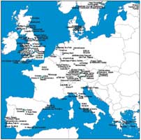 Garden history map europe